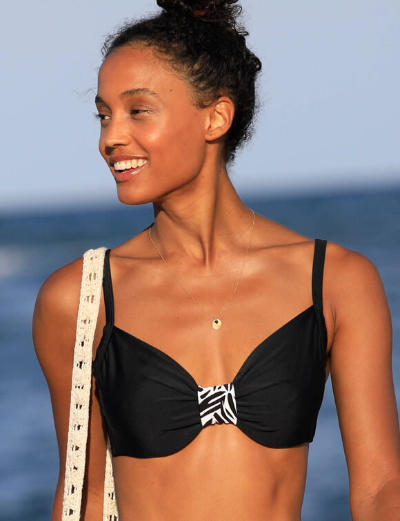 Haut de maillot de bain avec armatures drapé uni (noir)
