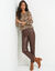 Trui met ronde hals en luipaardprint (beige / zwart)
