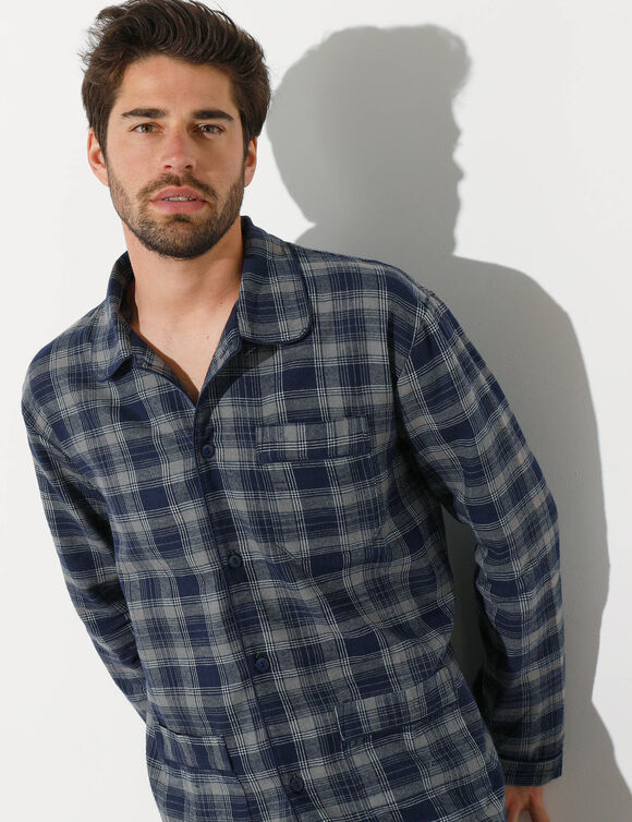 Pyjama carreaux en pilou (gris)