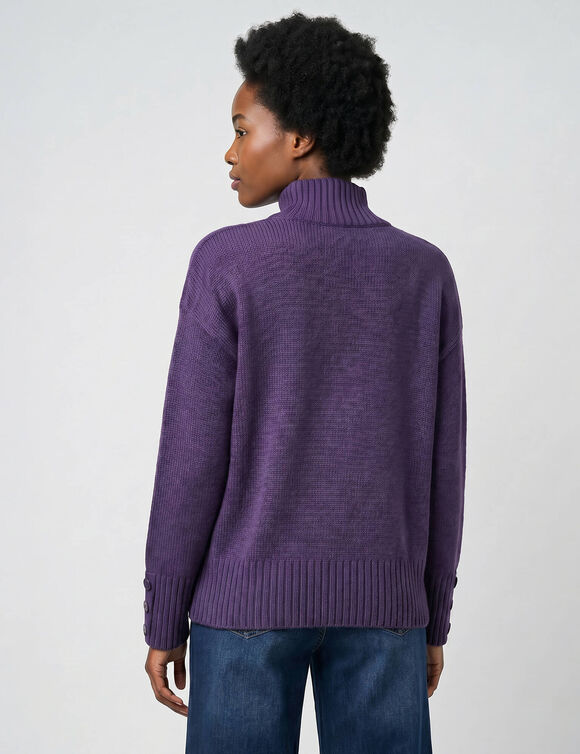Pull col chemin&eacute;e, manches longues boutonn&eacute;es (violet)