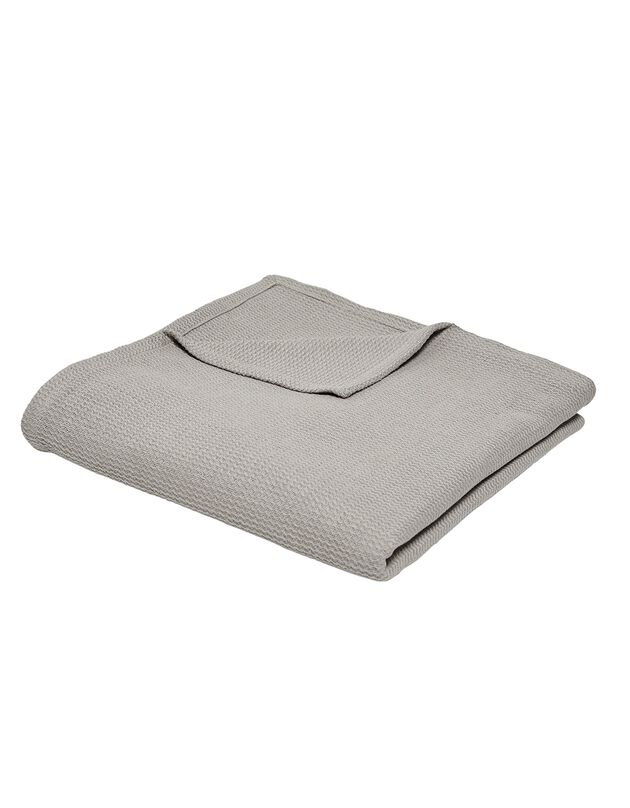 Jeté de canapé ou plaid uni nid d’abeille - coton (mastic)