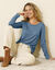 T-shirt uni col rond stretch (bleu glacier)