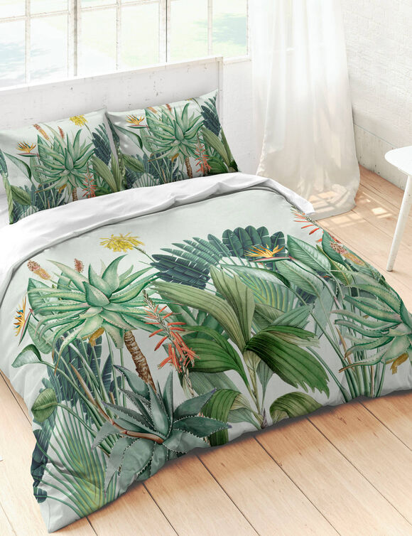Linge de lit imprimé Tropique - coton (blanc)
