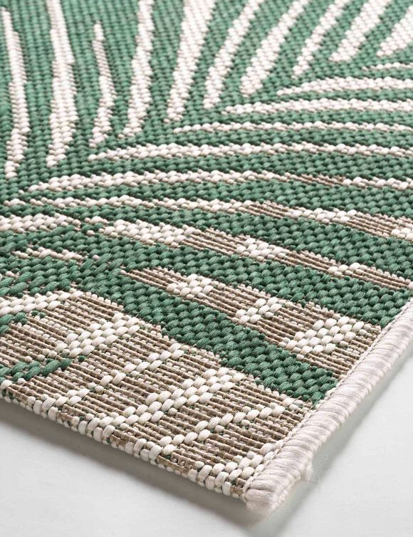 Tapis rectangulaire, motif tropical (naturel / vert)