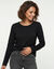 T-shirt uni col rond stretch (noir)