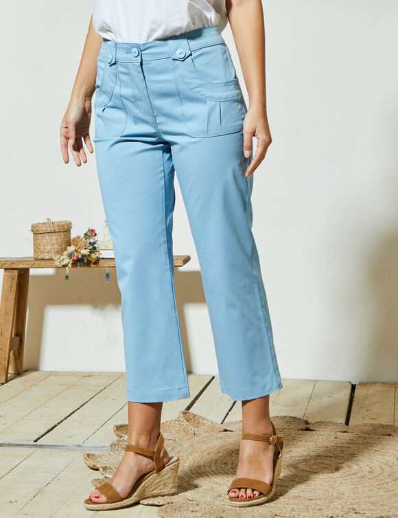 Pantacourt droit stretch (bleu)