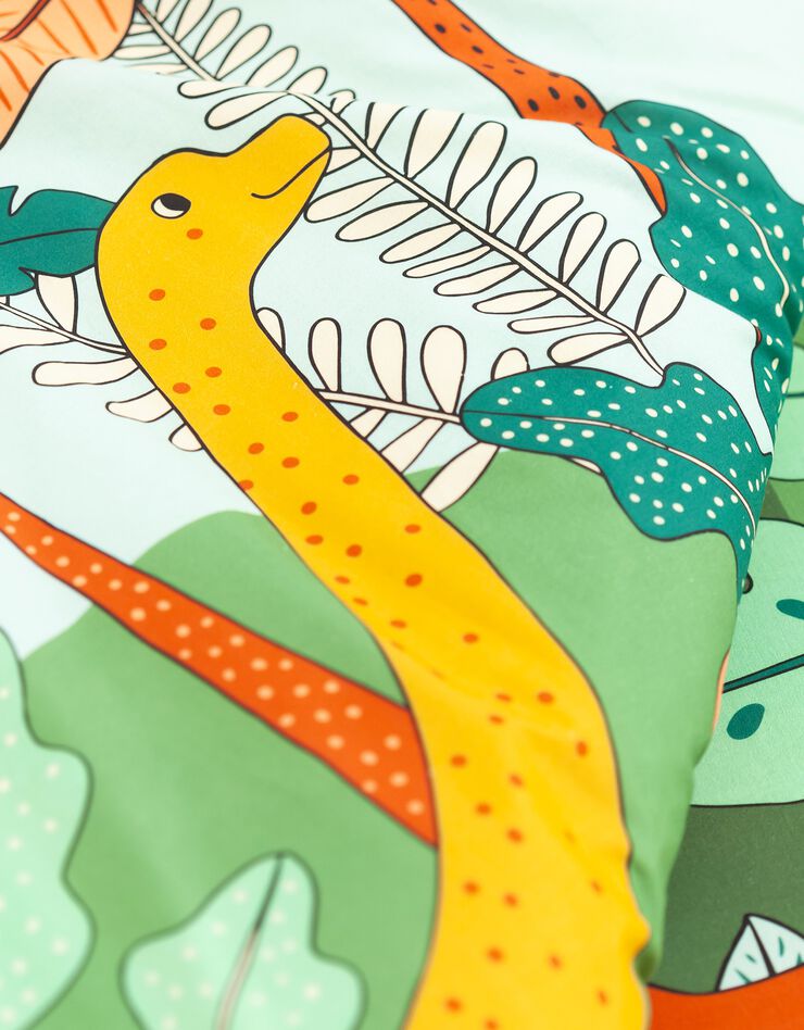 Linge de lit enfant Jurassi coton - Imprimé dinosaure  (vert)