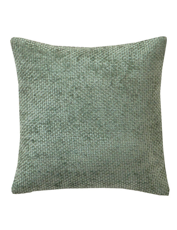 Housse de coussin unie tissage chenille - lot de 2 (vert)