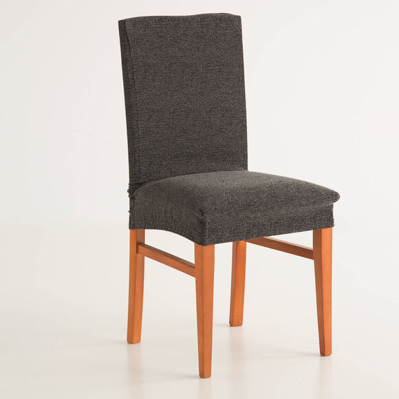 Housse de chaise extensible jacquard chiné (gris)