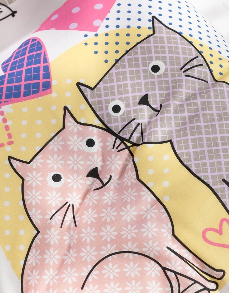Linge de lit enfant à motifs chats Chamour 1 personne - coton, blanc, hi-res image number 5
