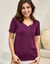 T-shirt chaleur manches courtes col en dentelle - lot de 2 (prune)