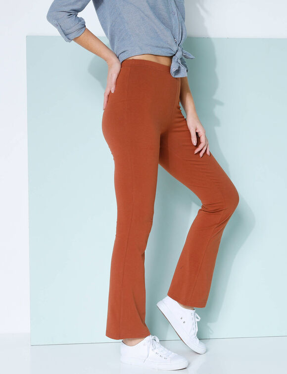 Legging bootcut uni, taille &eacute;lastiqu&eacute;e (caramel fonc&eacute;)