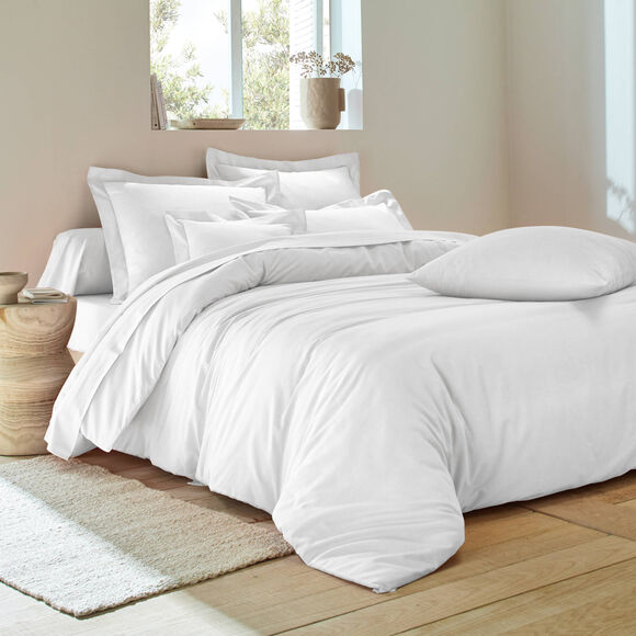 Effen bedlinnen - polyester/katoen, Colombine (wit)