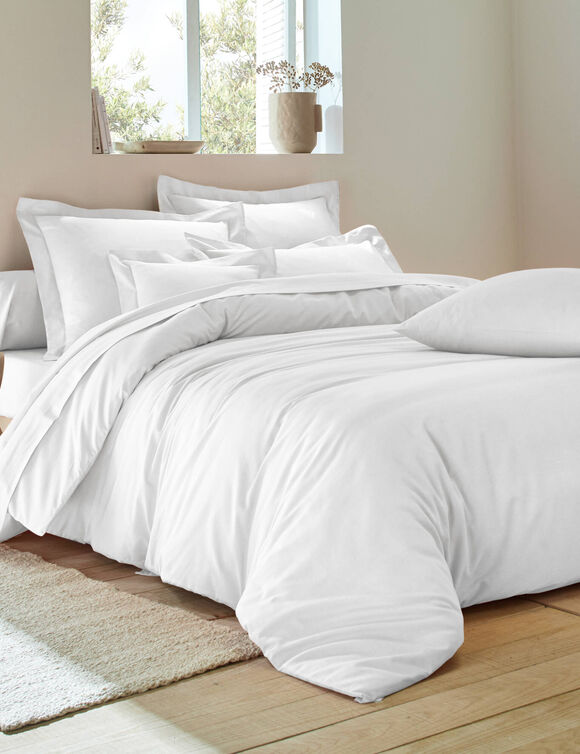 Effen bedlinnen - polyester/katoen, Colombine (wit)