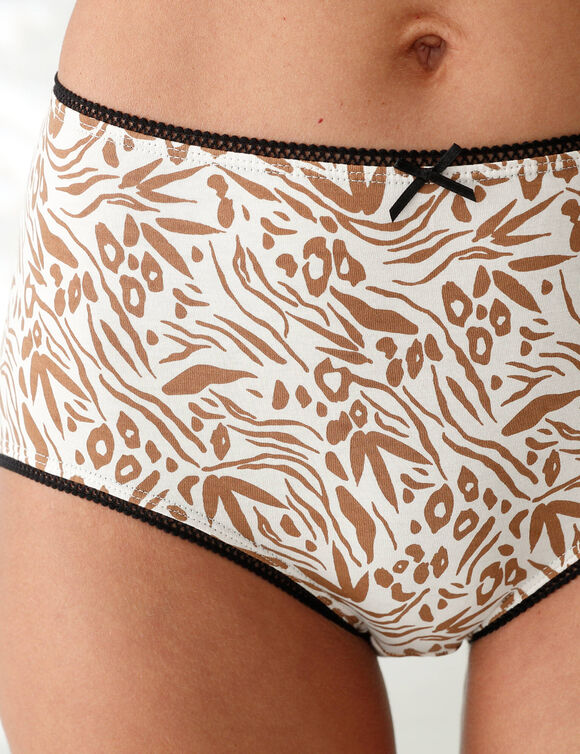Culotte coton forme maxi imprimé motifs « peau de bête » assortis – Lot de 4 (noir / blanc)