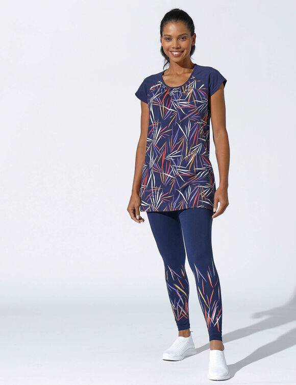 Legging base imprimée graphique (marine / multicolore)