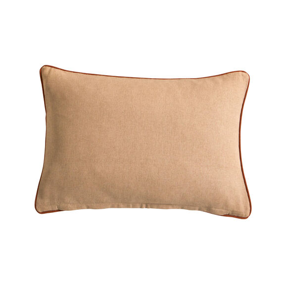 Coussin rectangulaire imprimé "oiseaux de paradis" (naturel / terracotta)