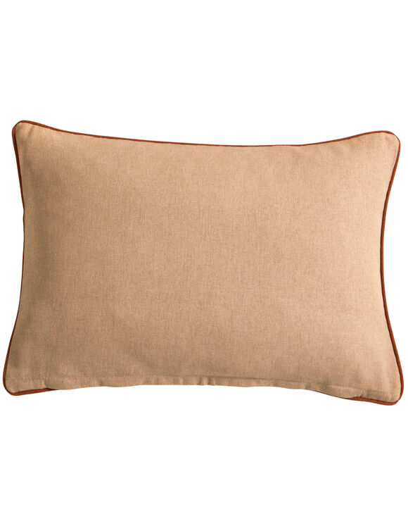 Coussin rectangulaire imprimé "oiseaux de paradis" (naturel / terracotta)