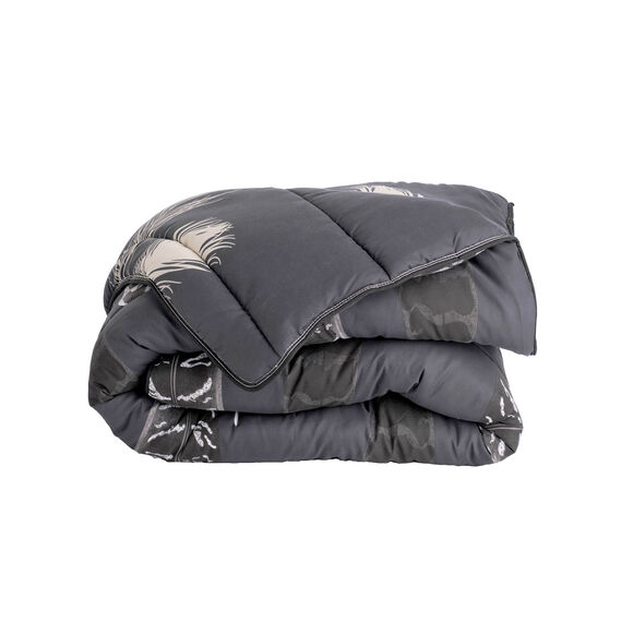 Couette microfibre imprimée Plume 400g/m2 (noir)