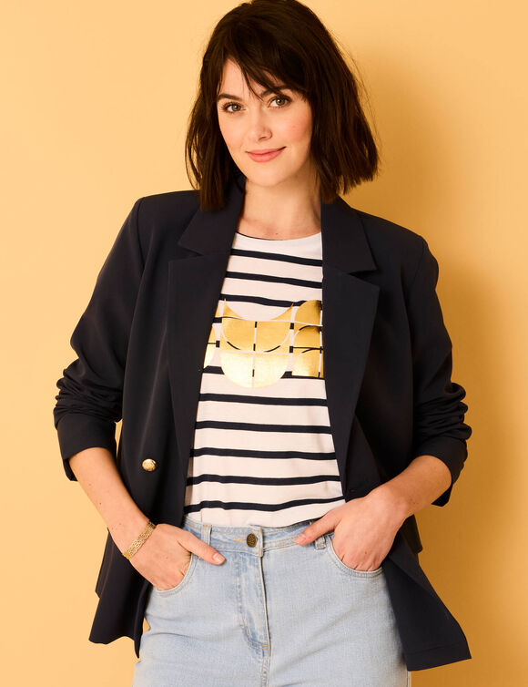 Veste blazer, boutonnage croisé (marine)