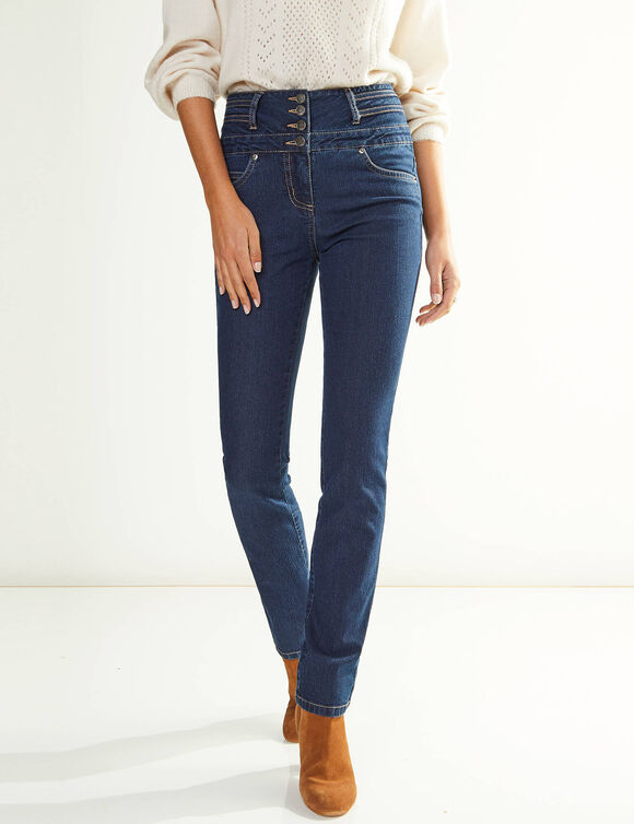 Jean droit taille haute - petite stature (brut)