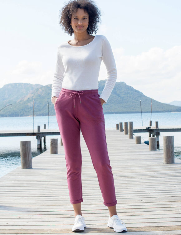 Pantalon jogpant ceinture &eacute;lastiqu&eacute;e molleton  (violine)