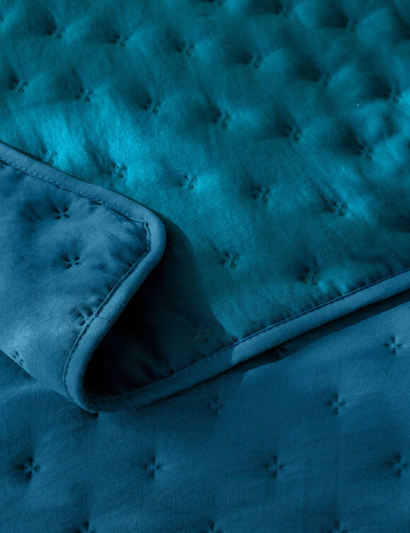 Couvre-lit matelassé - microfibre (bleu paon)
