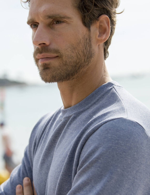 Sweat molleton col rond (bleu jean)