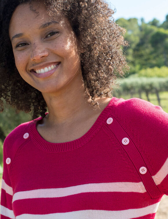 Gestreepte trui in marinestijl (framboos / roze)