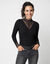 T-shirt met lange mouwen en kant (zwart)