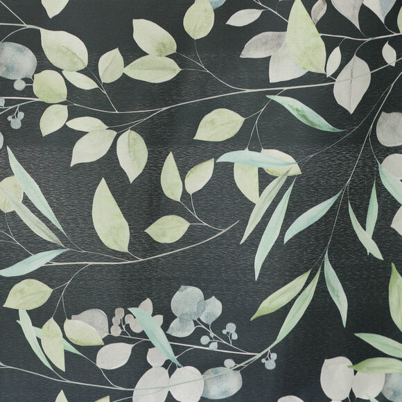 Nappe polyester imprimé feuilles (bleu)