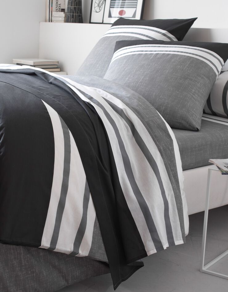 Linge de lit Nathalie coton, gris / noir Linge de lit Nathalie coton, gris / noir, hi-res image number 2
