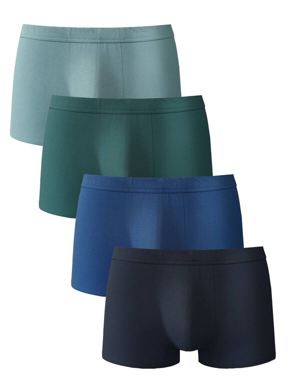 Boxer 100% coton - lot de 4 (bleu + marine + vert)