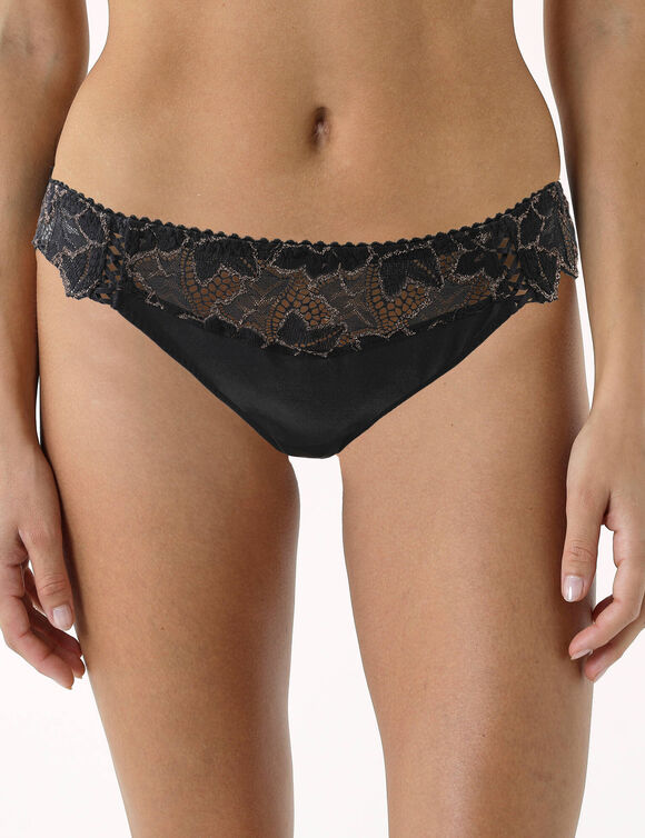 Tanga dentelle effet brillant Arum Party (noir)