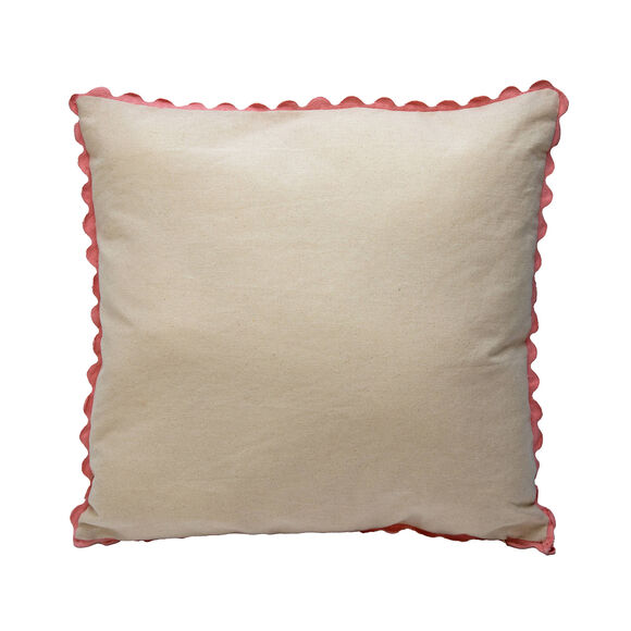 Coussin imprim&eacute; bicolore galon &eacute;cailles (jaune / blanc)