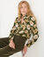 Bloes met strookjes en bloemenprint, crepon (kaki)