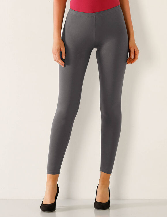 Legging taille &eacute;lastiqu&eacute;e - lot de 2 (anthracite / noir)