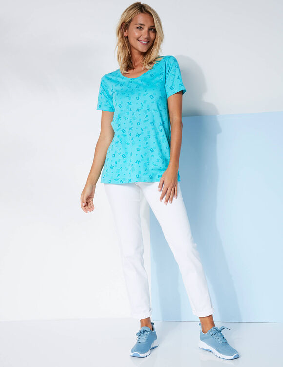 T-shirt imprimé "lettres" (turquoise / lagon)