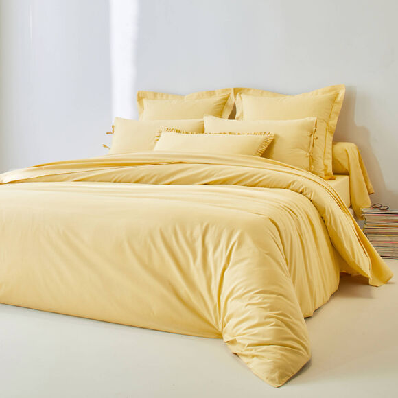 Linge de lit uni - percale de coton 72 fils/cm&sup2; (jaune p&acirc;le)