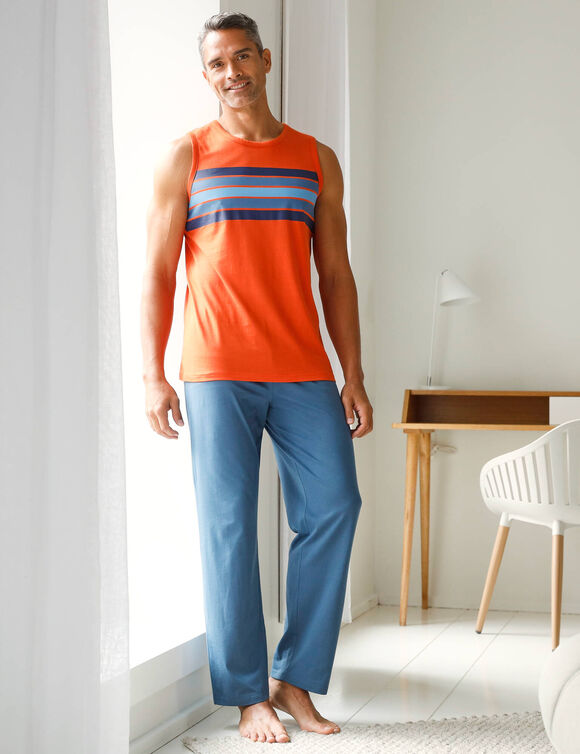 Pantalon pyjama coton uni (grijsblauw)