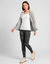 Veste bicolore zipp&eacute;e molleton gratt&eacute; (gris chin&eacute; / blanc)