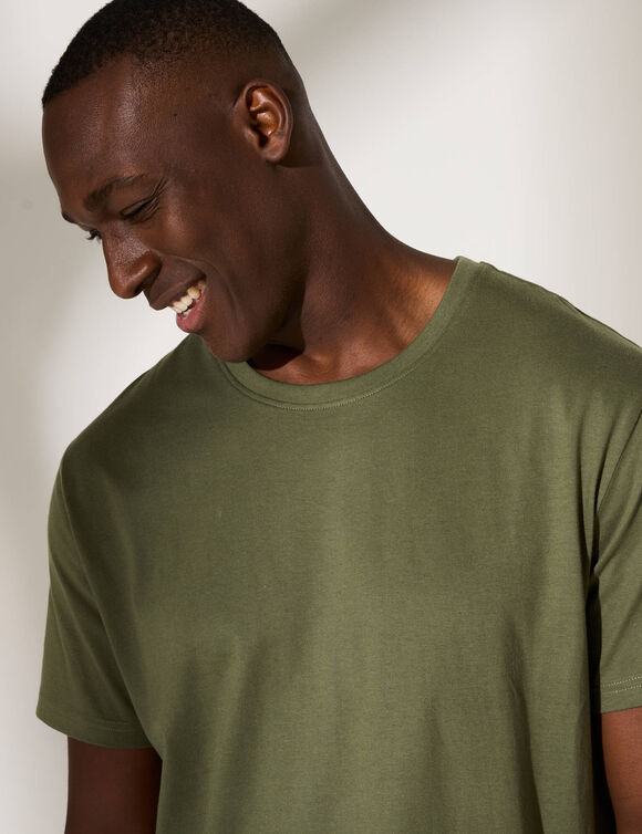 T-shirt met ronde hals en korte mouwen (kaki)