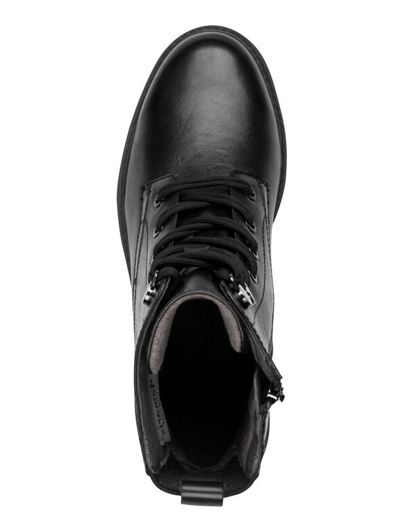 Leren boots met veters en comfortbreedte, zwart (zwart)