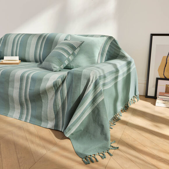 Veelkleurig artisanaal geweven sprei of plaid (eucalyptus)