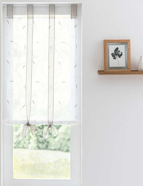 Store met fijne bladerenprint (grijs / wit)