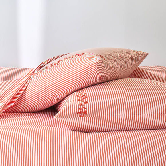 Linge de lit Faustine en coton imprim&eacute; (potiron)