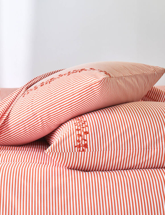 Linge de lit Faustine en coton imprim&eacute; (potiron)