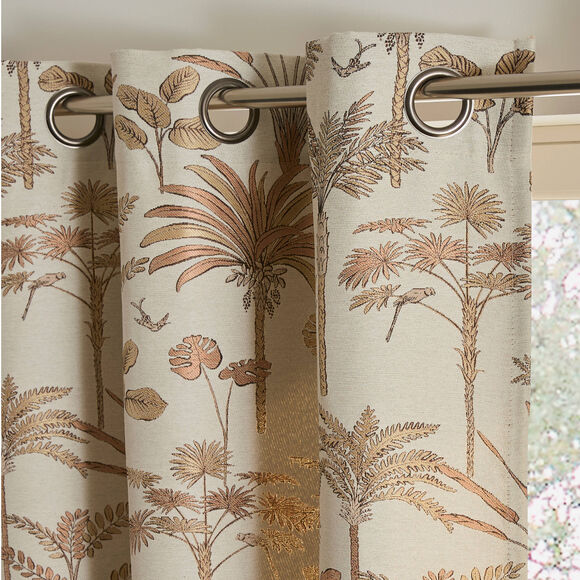 Gordijn in jacquard met palmboommotief (terracotta)