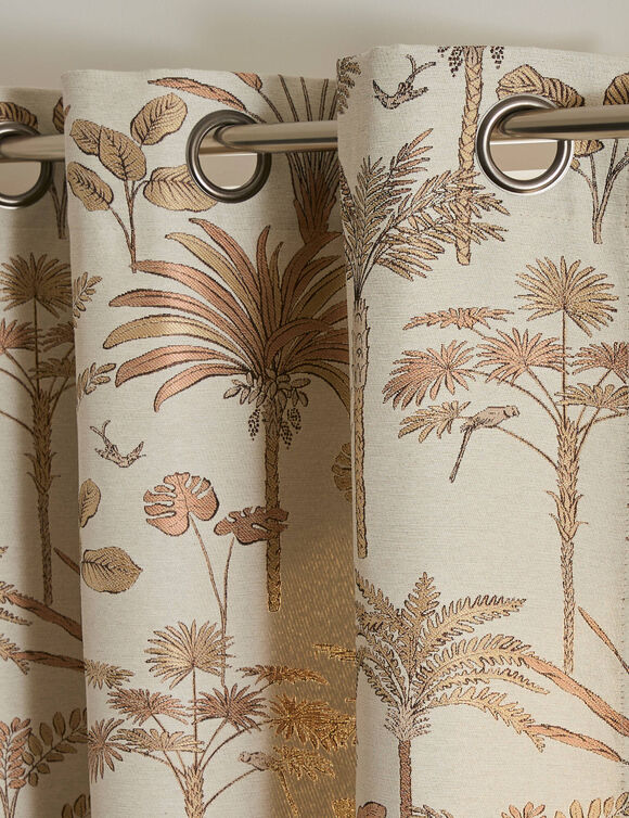 Gordijn in jacquard met palmboommotief (terracotta)