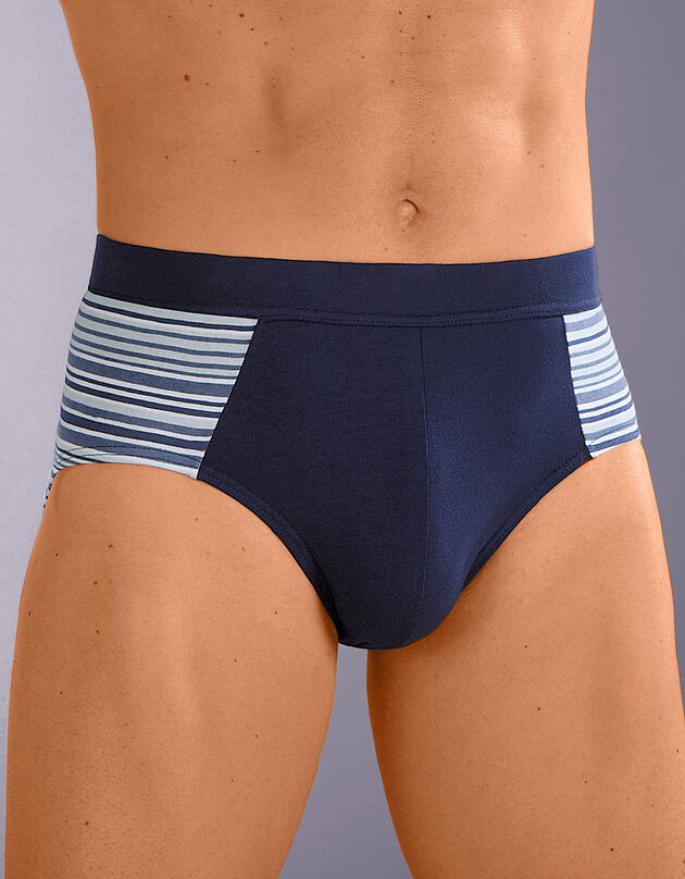 Gesloten slip met hoge taille en ingeweven motieven - set van 4 (marine / jeans)